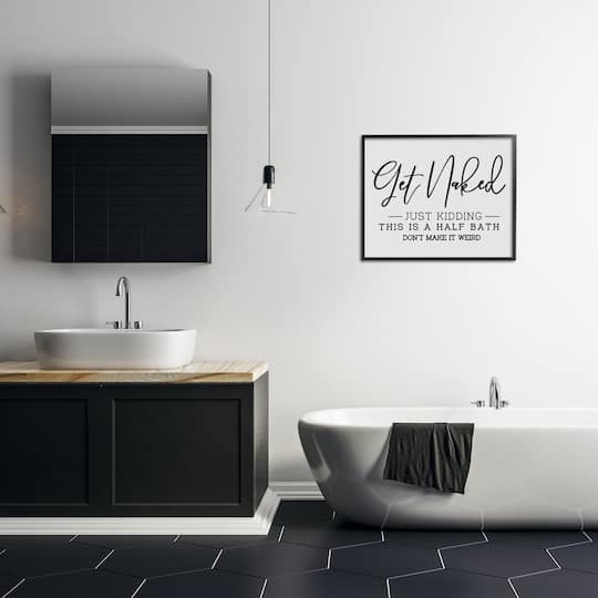 Stupell Industries Get Naked Funny Bathroom Framed Giclee Art
